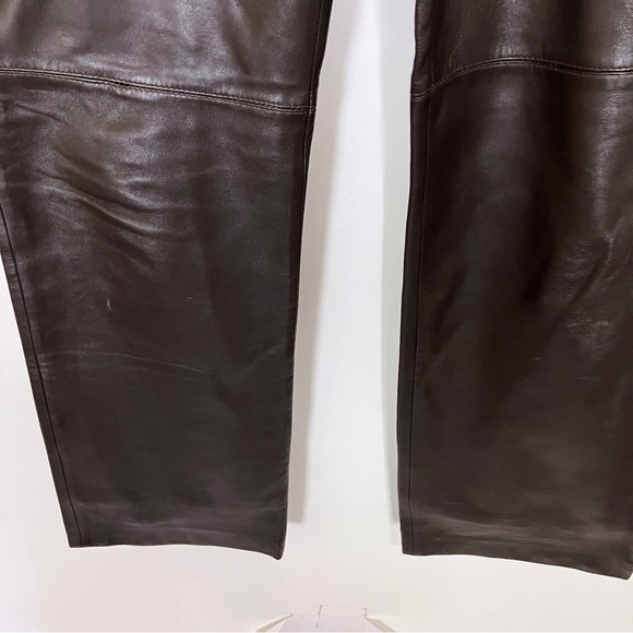 Vintage leather pants dark brown high waisted straight leg 90s y2k biker - Picture 4 of 8